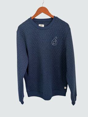 Marine Layer Navy Quilted Crewneck Sweatshirt Large "Multiply What Matters" Grap